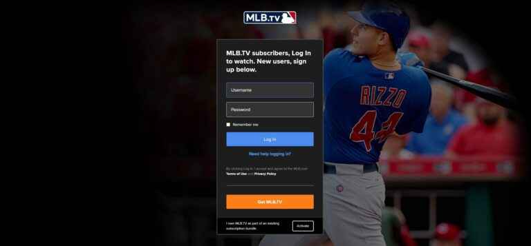 Sign in to your MLB.TV account