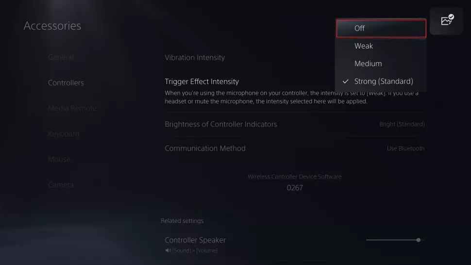 click off to turn off adaptive triggers on PS5