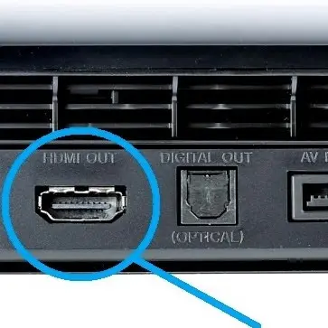 HDMI Out on the back side of PS4 console, used to connect PS4 to TV.