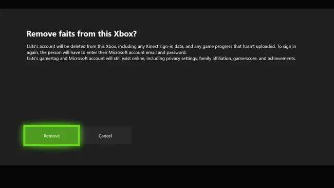 tap the remove button to Delete Profiles on Xbox One