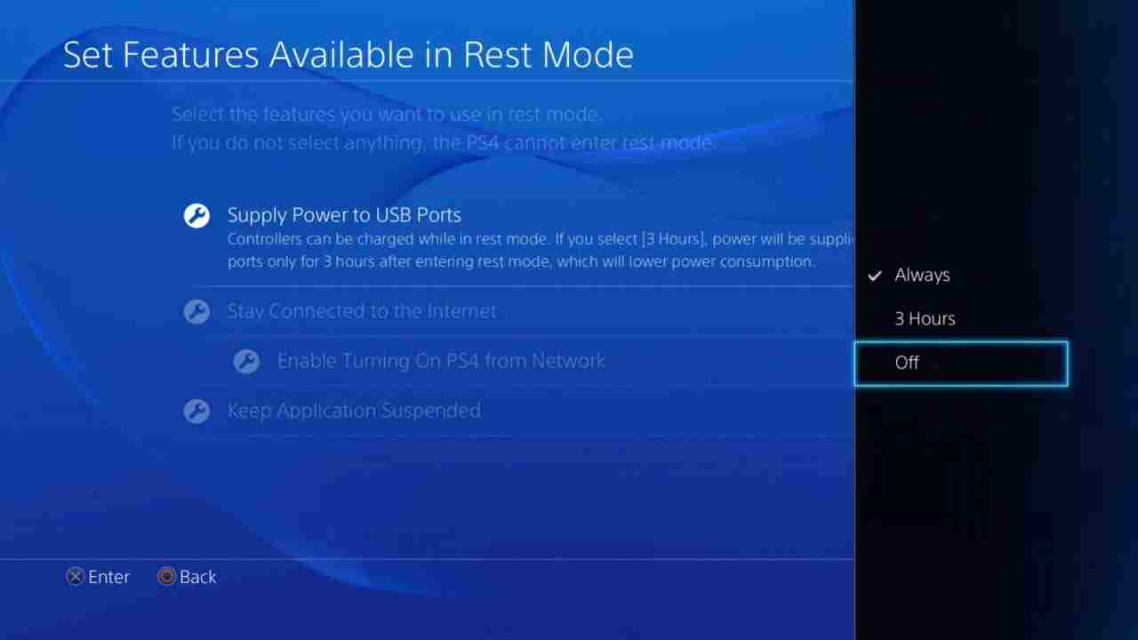 Supply power to USB ports of PS4 in rest mode