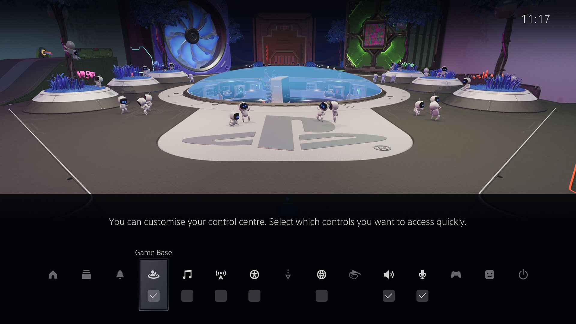 Game base on PS5 control center