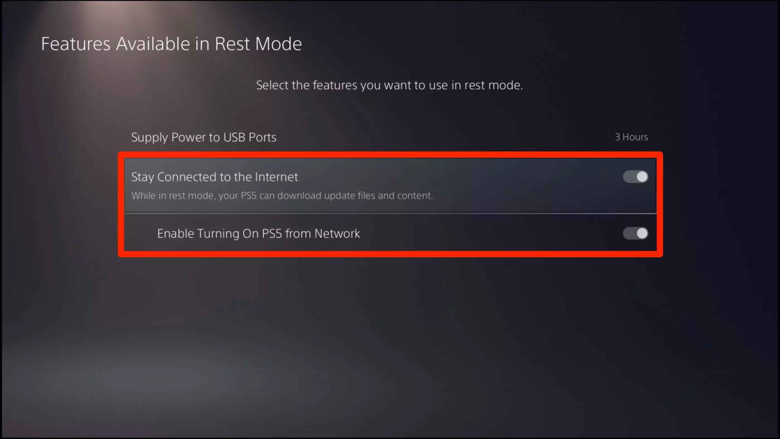 enable the features available in rest mode