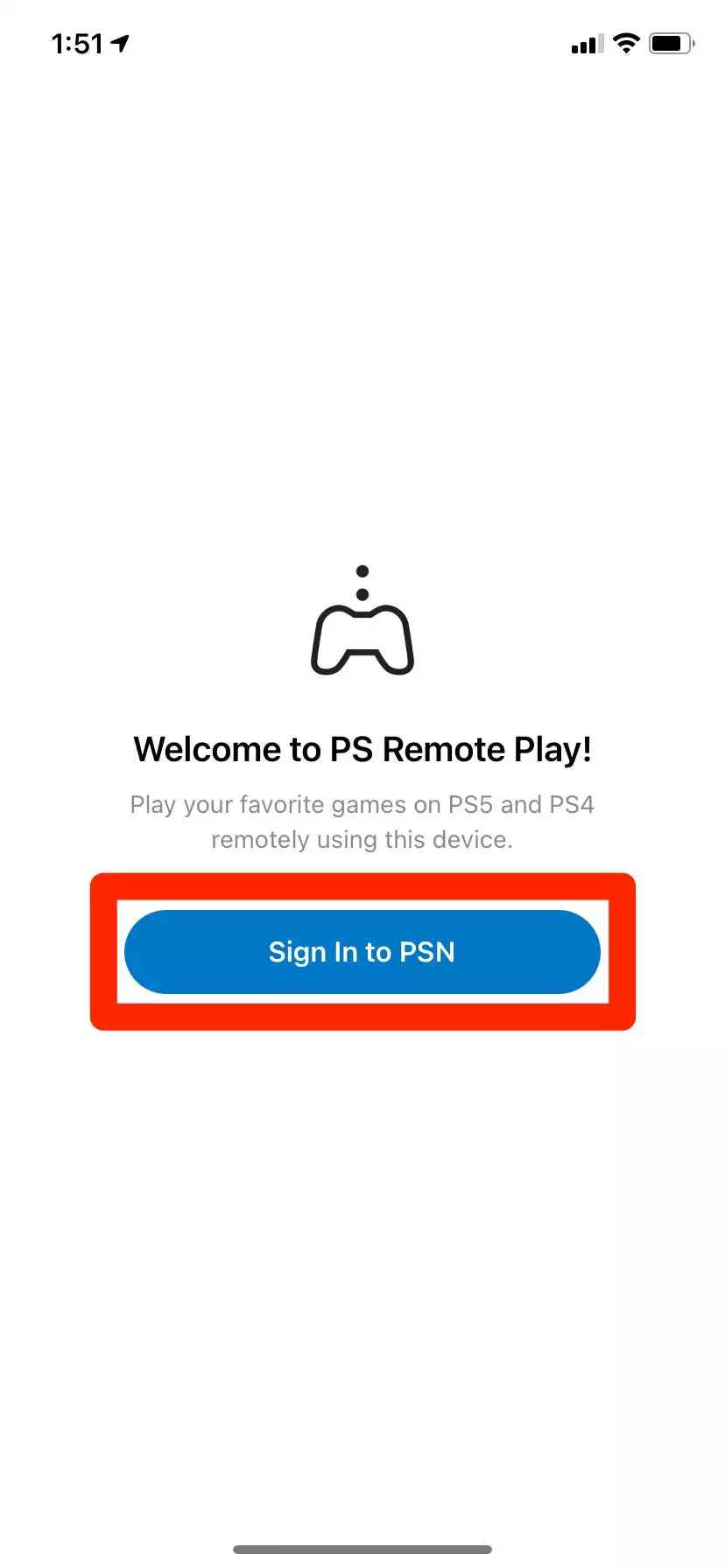 sign in to PSN account