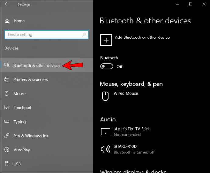 select Bluetooth and device on your Pc