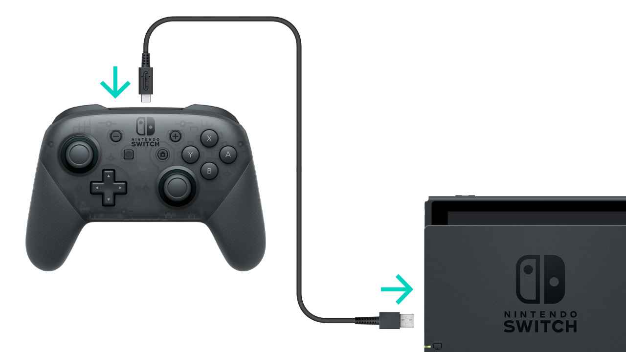 Connect the Nintendo Switch controller via USB cable 