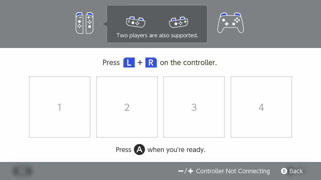tap change or Grip order to connect Nintendo Switch controller