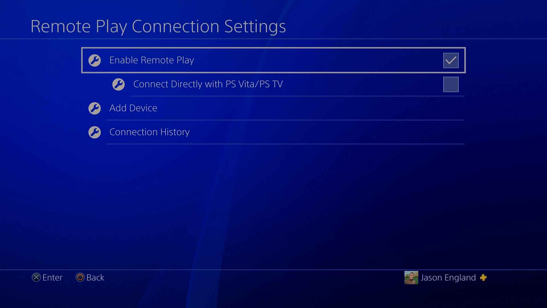 click enable remote play to PS4 games