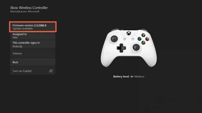 tap Firmware to update Xbox One controller