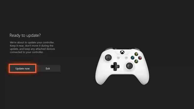select update now to update Xbox One controller