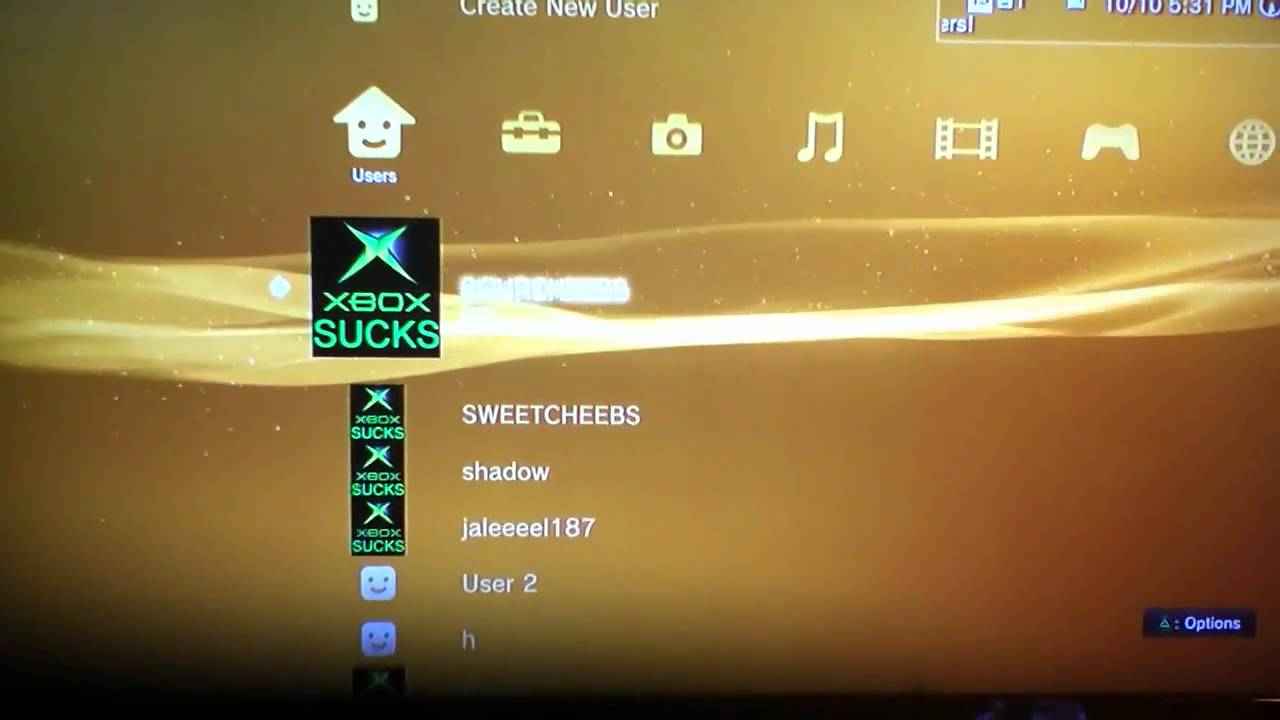 select the user to  Delete PS3 User