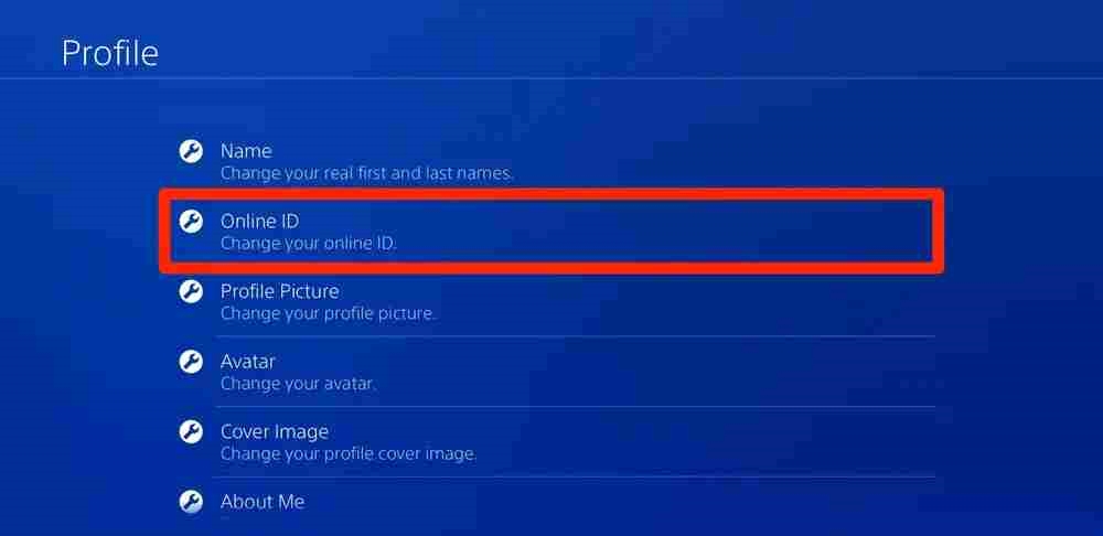 Click Online ID to change PSN name on PS4