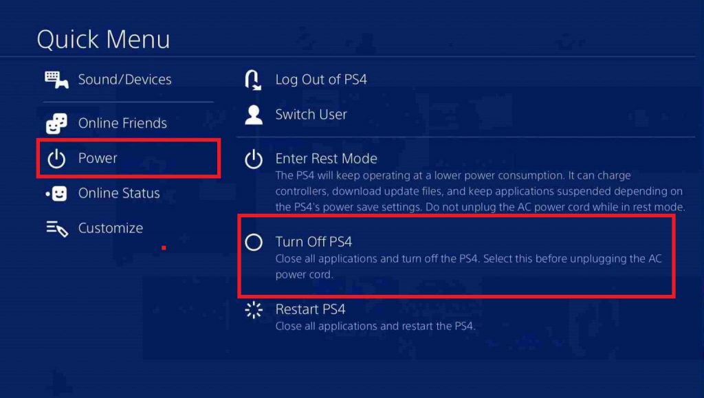 Turn off PS4 to Clear Cache