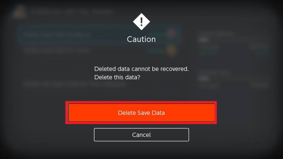 Click Delete Saved data to Delete Games on Nintendo Switch