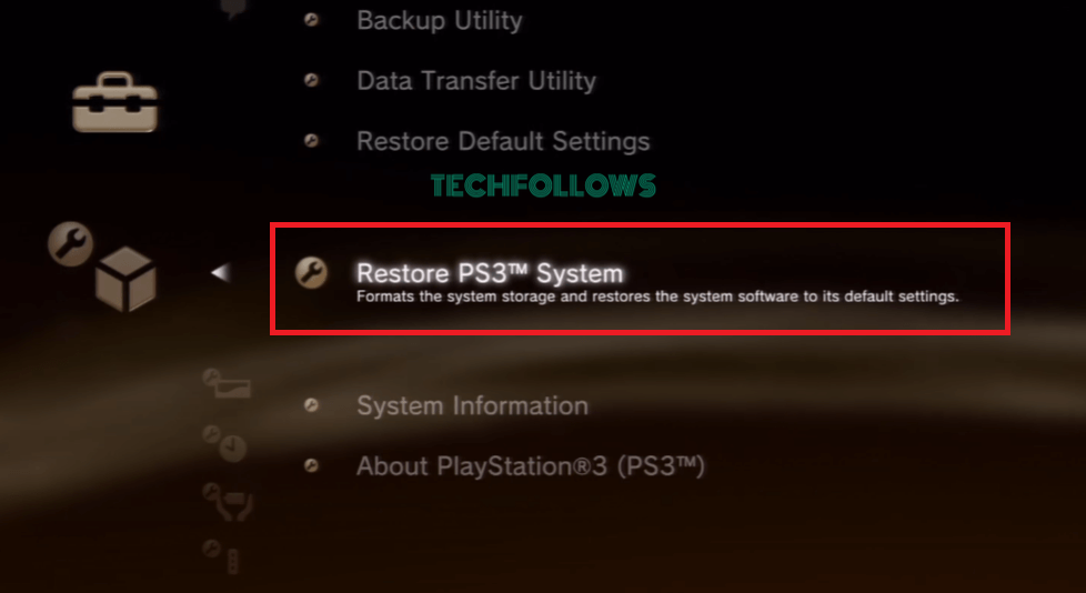 Reset the PS3 console