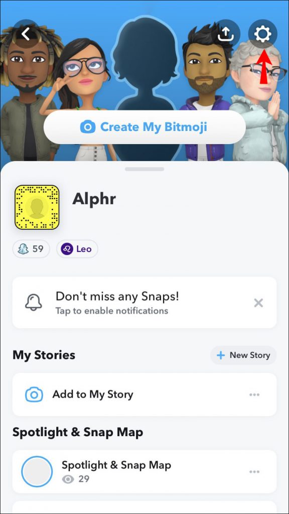 Snapchat Account settings