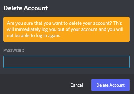 Delete discord account
