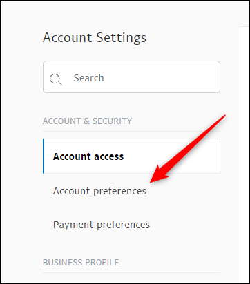 PayPal account preferences