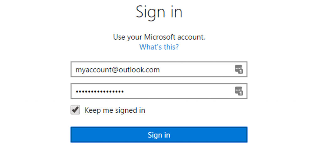 Sign in to Microsoft account