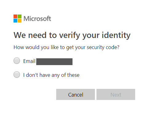 Verify your identity to change Outlook password