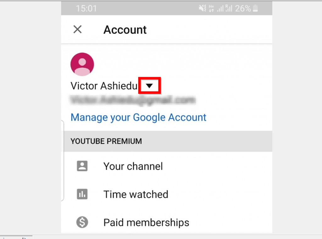 Select manage your Google account