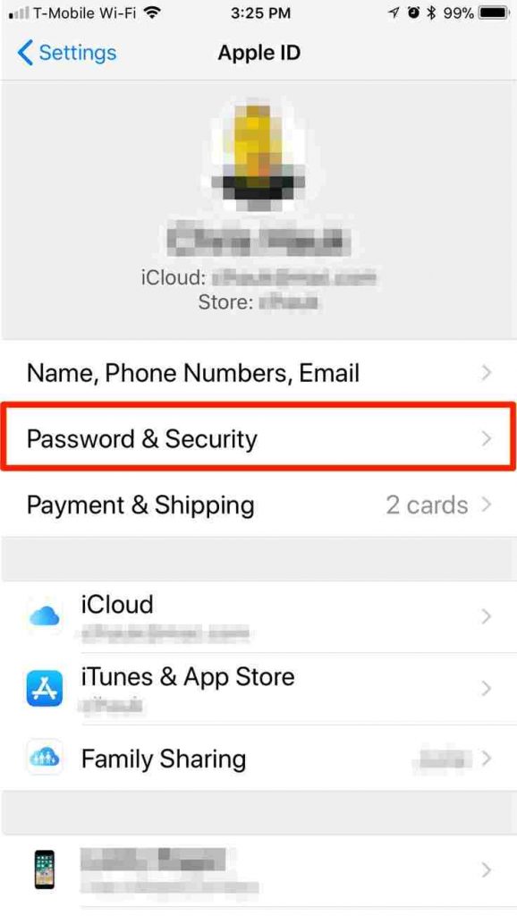 Click Password & security on iPhone
