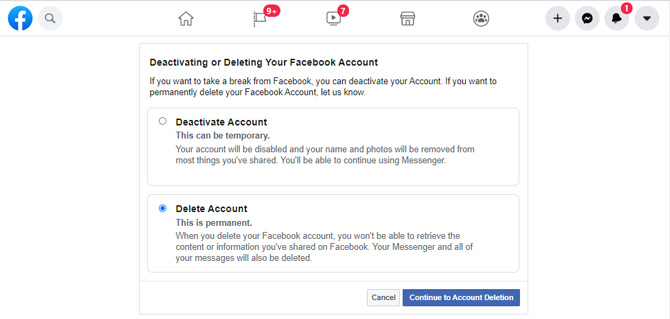 How to delete Facebook account 
