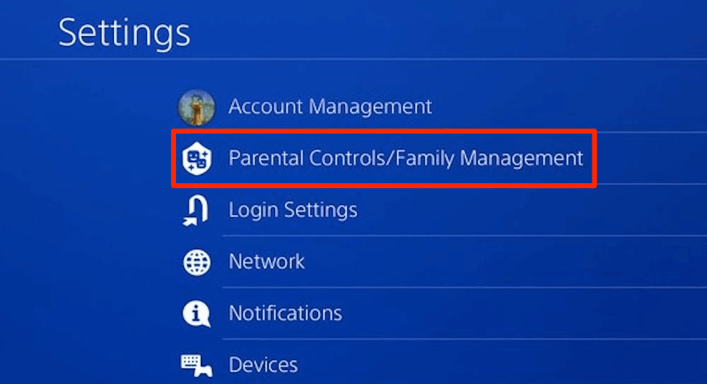 Select Parental Controls or Family management  