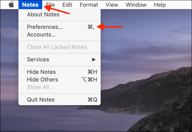 Tap Notes and  select preferences
