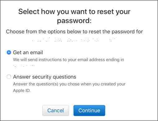 Select how you want to reset your iTunes password