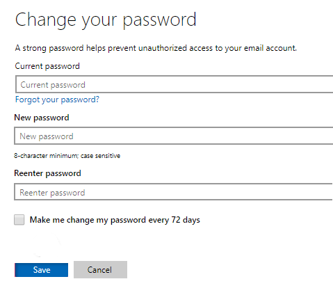 Enter the current and new password