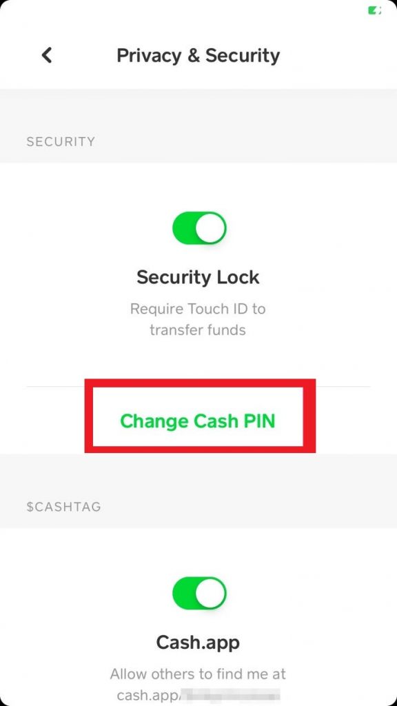 click on change cash pin