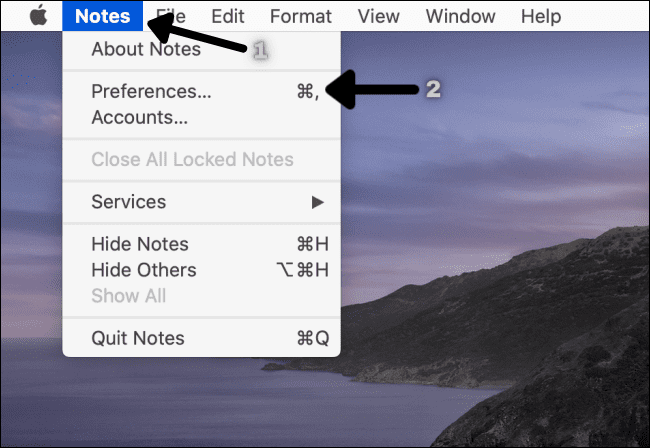 Notes Preferences Settings