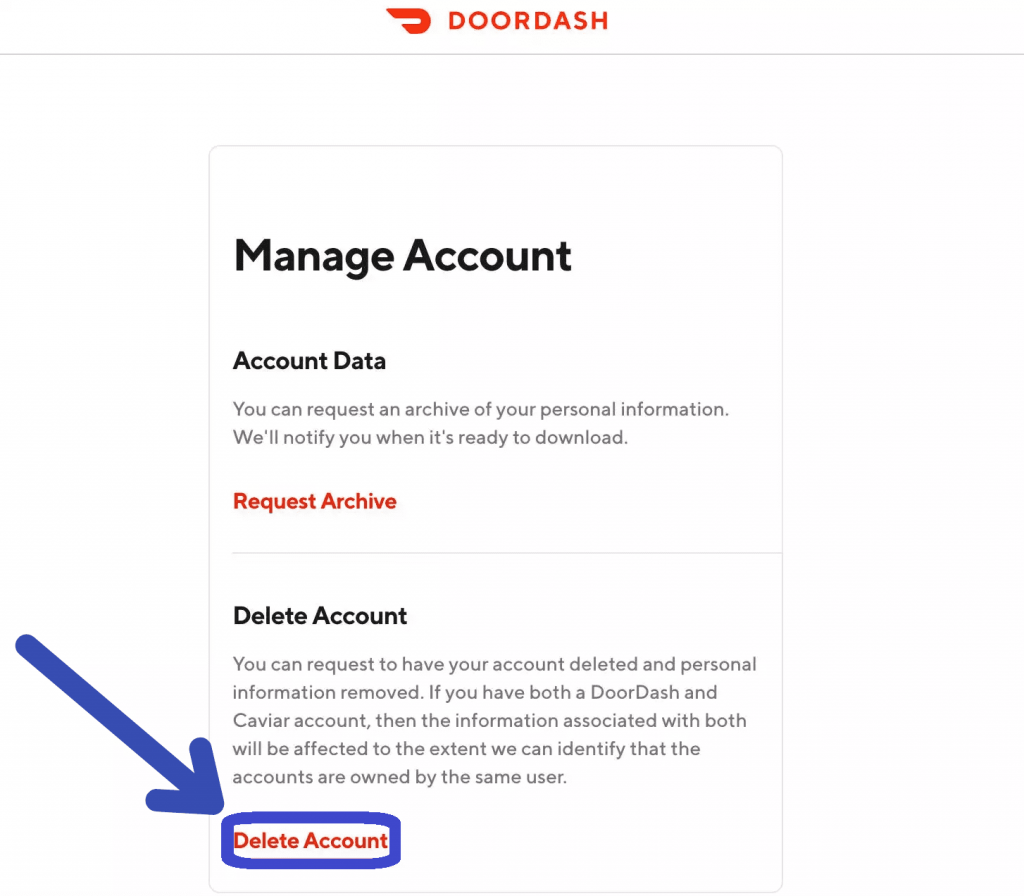 how to delete doordash account 