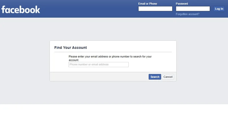 enter your phone number to reset facebook password