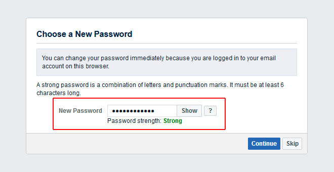 type new strong password