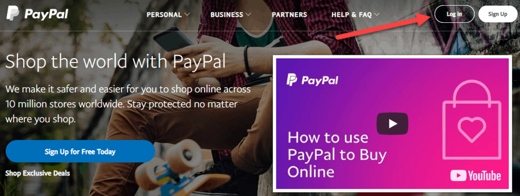paypal homepage to change paypal password