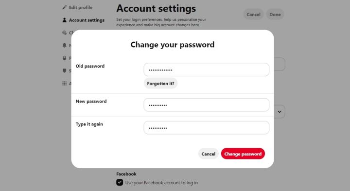 Enter your old password and new password 
