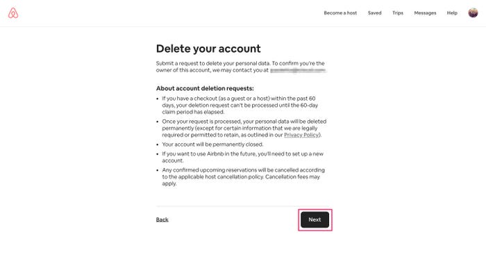 Information about your account deletion