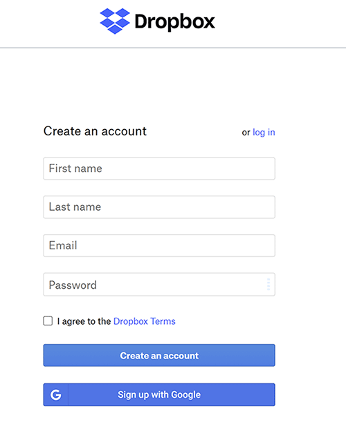 Enter your credentials and click create an account.