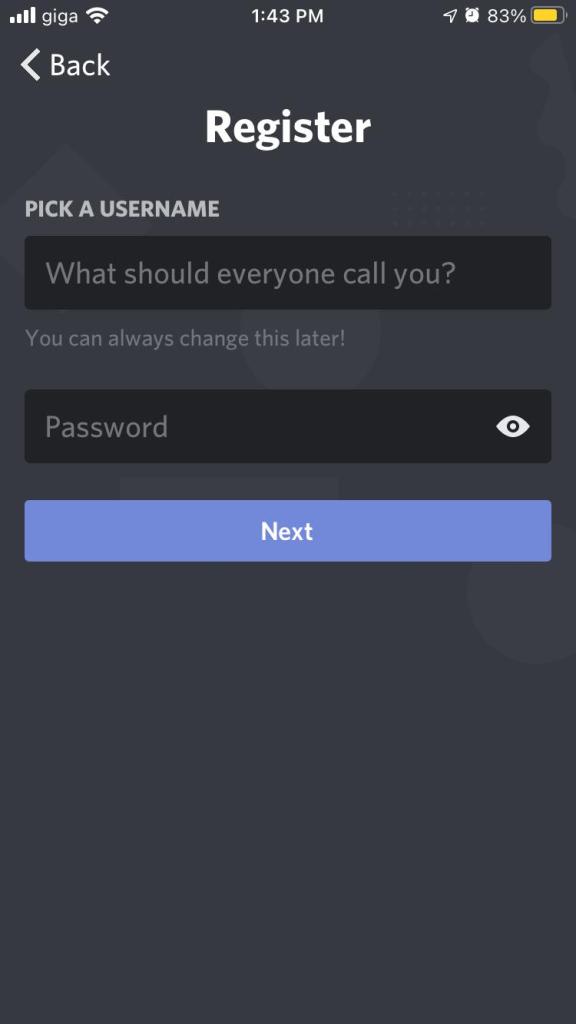  Select a Username and a password