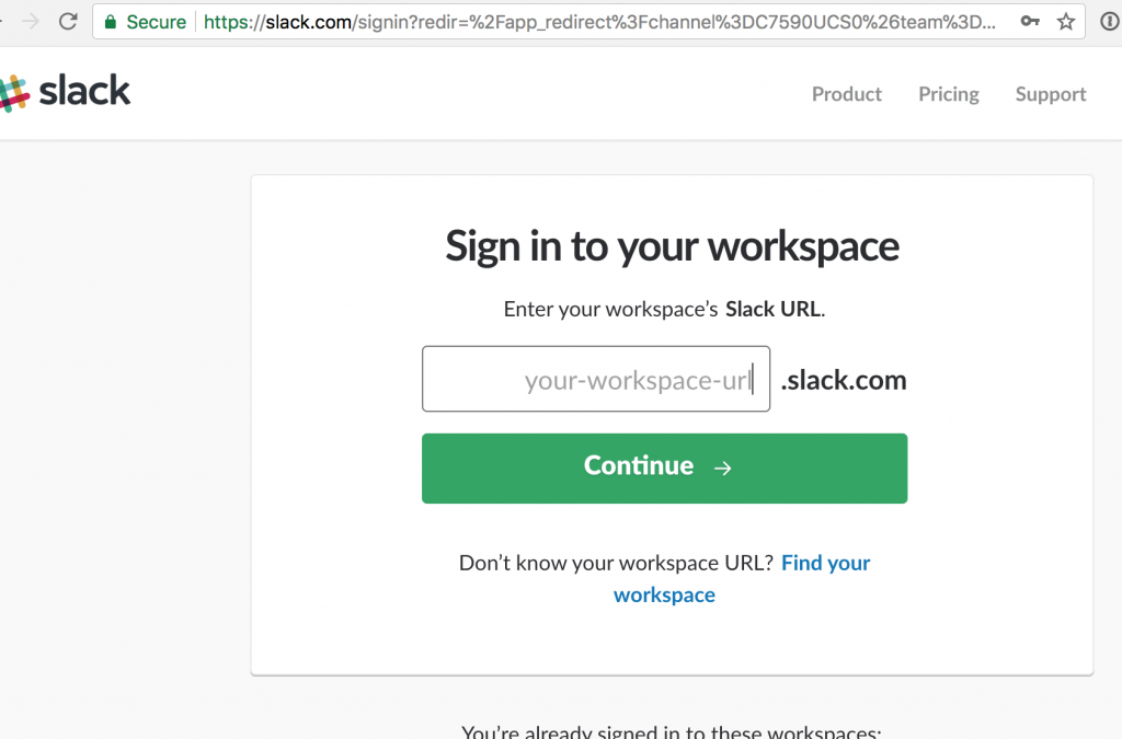 Sign In to your Slack account