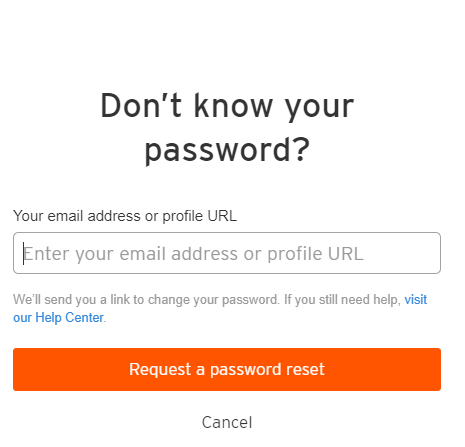 Request password reset on SoundCloud app