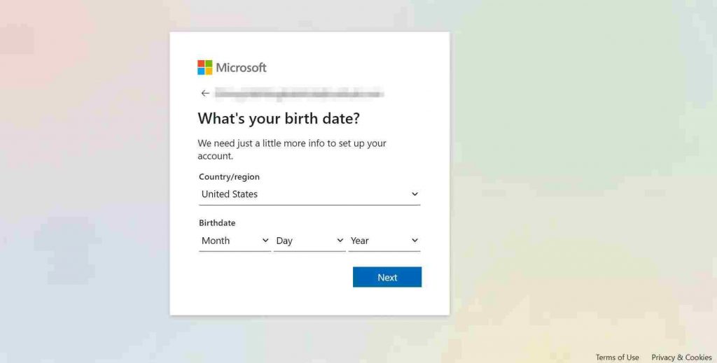 Enter your Location and Date of Birth
