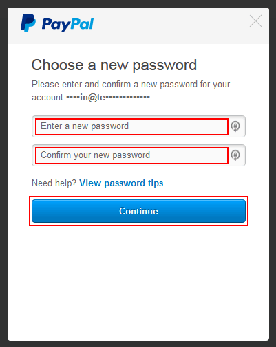 Enter your new PayPal password