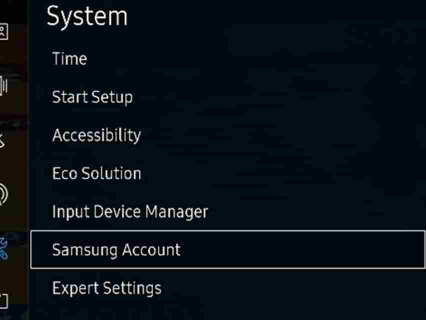Click Samsung account option