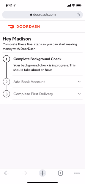 add bank account details to sign up DoorDash account