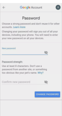 Enter your new password, re-enter it and click save changes