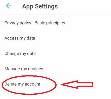 Click Delete My Account option