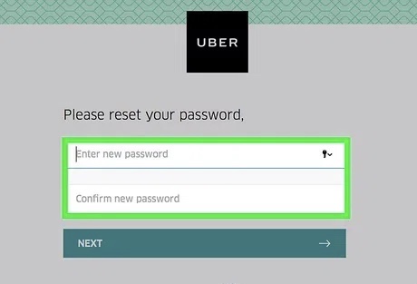 Enter new password for Uber